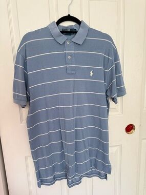 Polo by Ralph Lauren Blue and White Striped Men's Polo Shirt
